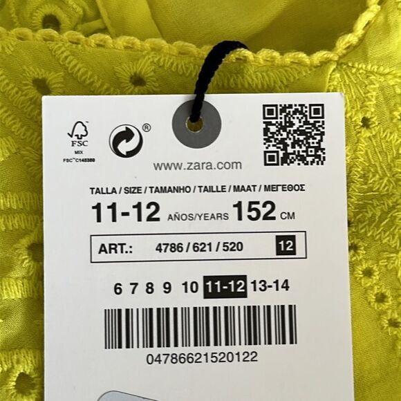 ZARA Kids | Lime Green | EMBROIDERED DRESS - Picture 6 of 6